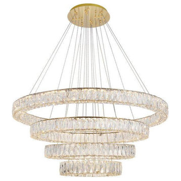 Elegant Lighting Monroe 42" LED Crystal Chandelier, Gold