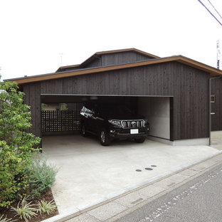 他の地域のビルトインモダンスタイルのおしゃれなカーポート (2台用) の写真
