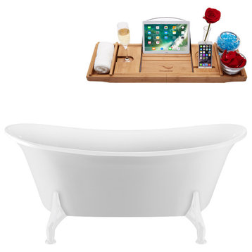 59" Streamline N1080WH-IN-ORB Clawfoot Tub and Tray With Internal Drain
