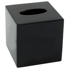 Cube Tissue Box Cover White with Black Trim - Pacific Connections