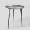 Aluminum Nickel Round Side Table, Sold Individually, 19"x16"