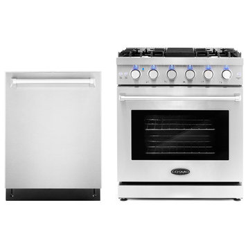 2-Piece Kitchen, 30" Gas Range and 24" Integrated Dishwasher