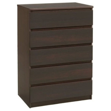Atlin Designs 5-Drawer Contemporary Engineered Wood Chest in Coffee