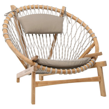 Bidenn Natural Wood Occasional Chair, Natural/ Gray