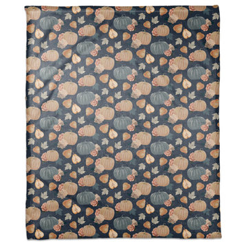 Sweet Harvest Pattern Blue 1 50"x60" Coral Fleece Blanket