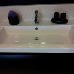 Figi Wallhung Vanity Wenge Shining White Top - Bathroom Sinks