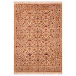 Bareens Designer Rugs - Pak Persian Elly Beige/Gray Wool Rug - 6'1'' x 9'10'' - Designed with mesmerizing intricacy and gorgeous color palette, this hand-knotted masterpiece demonstrates the beauty and electrifying thrill of Pak Persian art. These meticulously hand-knotted Pak-Persian rug is made with pure wool and features breathtaking traditional, transitional, and tribal designs in bold luxurious color pallets. Known for their intricate designs these rugs are a reproduction of Persian rugs, made in Pakistan with unique Mughal designs. Made by master weavers using the same Persian texture, design and dying technique, we wanted to produce the most significant manifestation of Persian art, life, and culture. This rug is most famous for its exceptional quality, incredible designs, patterns, and vibrant rich color. Pak-Persian rugs made with Persian weave with high knot counts, which enables the high intricacy and detail found in the patterns are also referred to as "State of art", each color adds a rich beautiful detail in the artwork of this rug. The design, color, and beautiful chromatic composition with a vibrant sheen with intricate designs, exude beauty, elegance, and quality make this rug a masterpiece of its own.