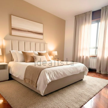 Render fotorrealista de dormitorio