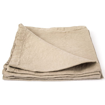 Stone Washed Linen Napkins, Set of 4, Taupe, 53x53cm