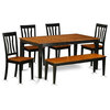 6-Piece Kitchen Table Set, Table and 4 Dining Chairs Plus a Bench, Black
