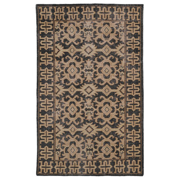 Kaleen Restoration Hand-knotted Res04-02 Black 5'6" X 8'6" Rectangle