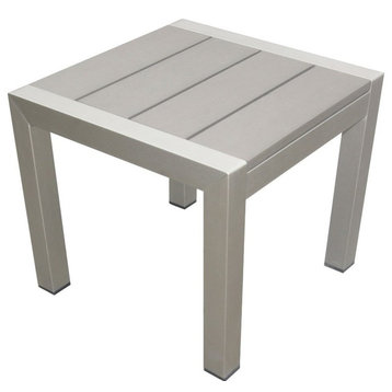 Benzara BM172081 16 Inch Outdoor Side Table Highly Functional Easy Movable, Gray