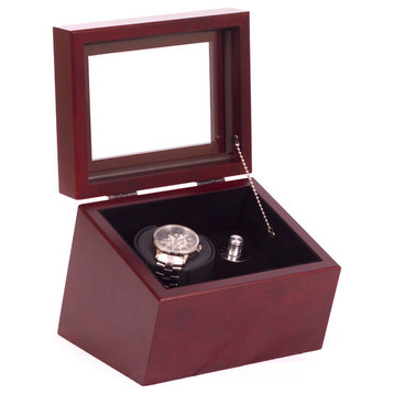 The Brigadier, Single Watch Winder in Solid Cherry.  Featuring 4 winder programs