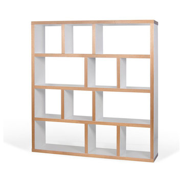 Berlin 4 Levels Bookcase, 150 cm., Pure White/Plywood