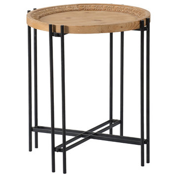 Wood Iron Side Table D21.5x24"