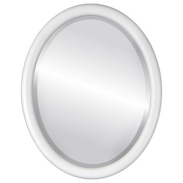 Pasadena Framed Oval Mirror, Linen White, 17"x21"