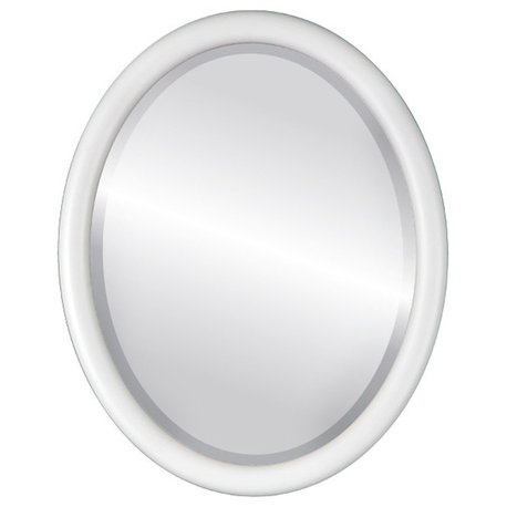 Pasadena Framed Oval Mirror, Linen White, 17"x21"