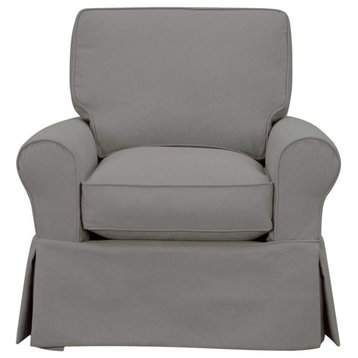 Sunset Trading Horizon Fabric Slipcovered Swivel Rocking Chair in Gray