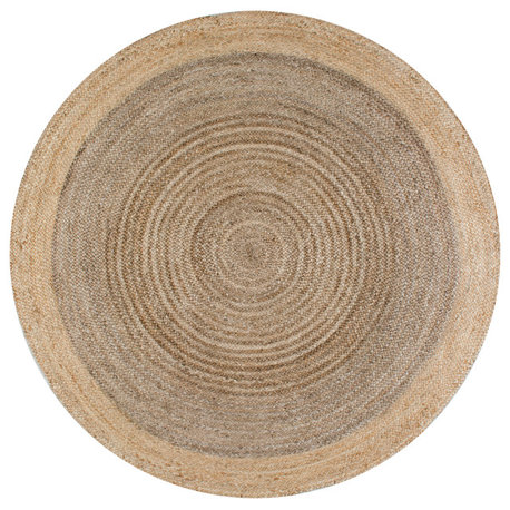 Nuloom Jute Simple Border Area Rug, Grey 8'Round
