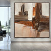 54x54 inches brown white handmade abstract Original Large wall art MADE TO ORDER