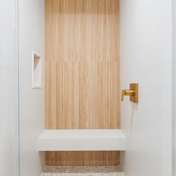 Spa-Inspired Bathroom with Custom Oak Vanity | Houston