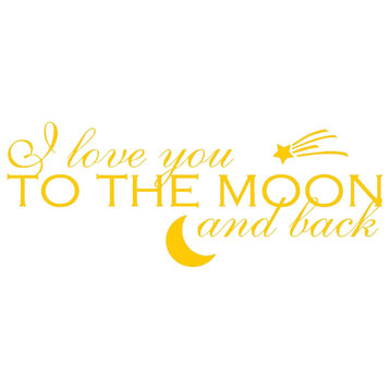 Decal Wall Sticker I Love You To The Moon & Back Quote, Yellow
