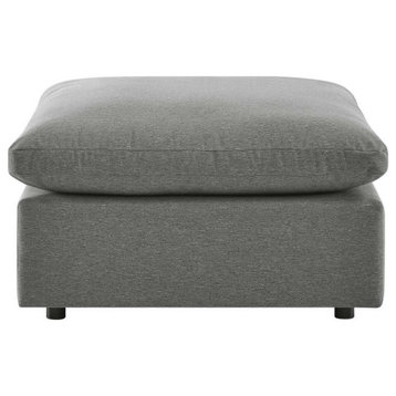 Modway Commix 37" Fabric Aluminum Overstuffed Patio Ottoman in Charcoal