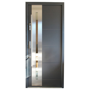 Stainless Steel Modern Exterior Door Gray Finish Contemporary