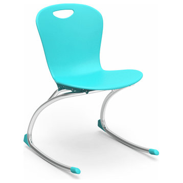Modern Rocking Chair, Cantilever Chrome Base With Polypropylene Seat, Teal