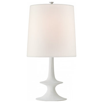 Lakmos Table Lamp, 1-Light, Plaster White, Linen Shade, 26.25"H