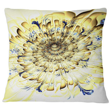 Light Yellow Digital Art Fractal Flower Floral Throw Pillow, 16"x16"