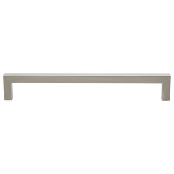 7-9/16" Screw Center Solid Square Bar Handle Pull, Satin Nickel, Set of 10
