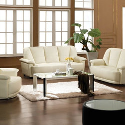 Modern White Bonded Leather Sofa Set - $1492.50 - Living Room Furniture Sets