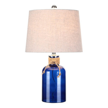 The 15 Best Coastal Table Lamps For, Netted Sea Blue Glass Table Lamp