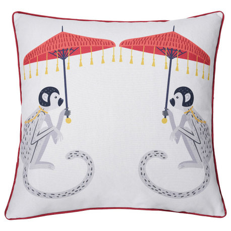 Dann Foley Double Sided Pillow Monkey Print and Cheetah Velvet 24" X 24"