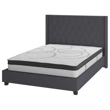 Flash Furniture Riverdale Full Platform Bed Set, Dark Gray, HG-BM10-46-GG
