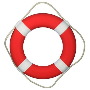 Red Lifering with White Bands 20'', Life Ring Decoration, Nautical Wall Hangi