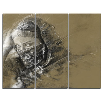 "Exotic Arabic Woman" Digital Metal Wall Art, 3 Panels, 36"x28"