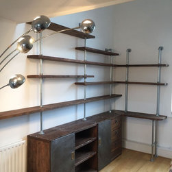 Caterina Scaffolding & Steel Pipe Shelving, Desk & Storage with Vintage Doors - Bookcases