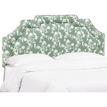 Miller Queen Notched Border Headboard, Peacock Silhouette Green