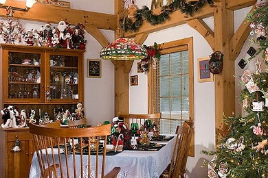 Example of a mountain style dining room design in Boston