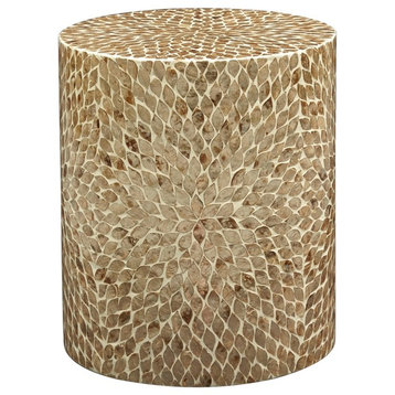 Global Archive Round Capiz Accent Table, Sand