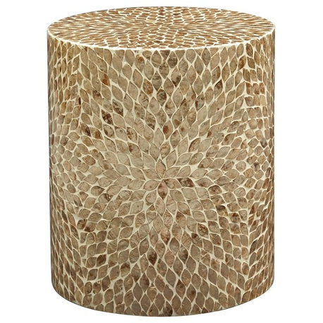 Global Archive Round Capiz Accent Table, Sand