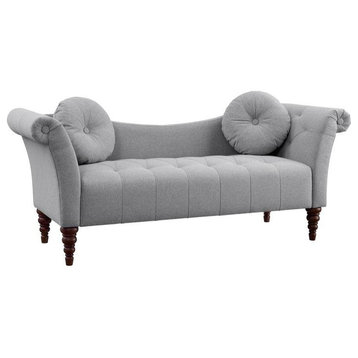 Lexicon Adira 75" Traditional Fabric Settee with 2 Pillows in Dove Gray