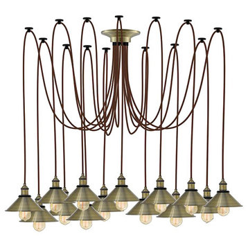 Brown And Brass Shade Swag Chandelier