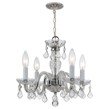 Traditional Crystal Four Light Polished Chrome Up Mini Chandelier