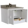 31" Single Vanity, White Finish With White Concrete Top And Rectangle Sink