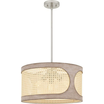 3 Light Pendant In Coastal Style-11 Inches Tall and 18 Inches Wide-Brushed