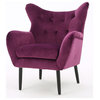 GDF Studio Kotop Contemporary New Velvet Wingback Arm Chair, Fuchsia