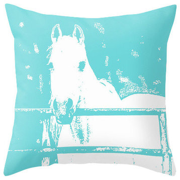 White Horse Turquoise, Pillow Cover, 16x16